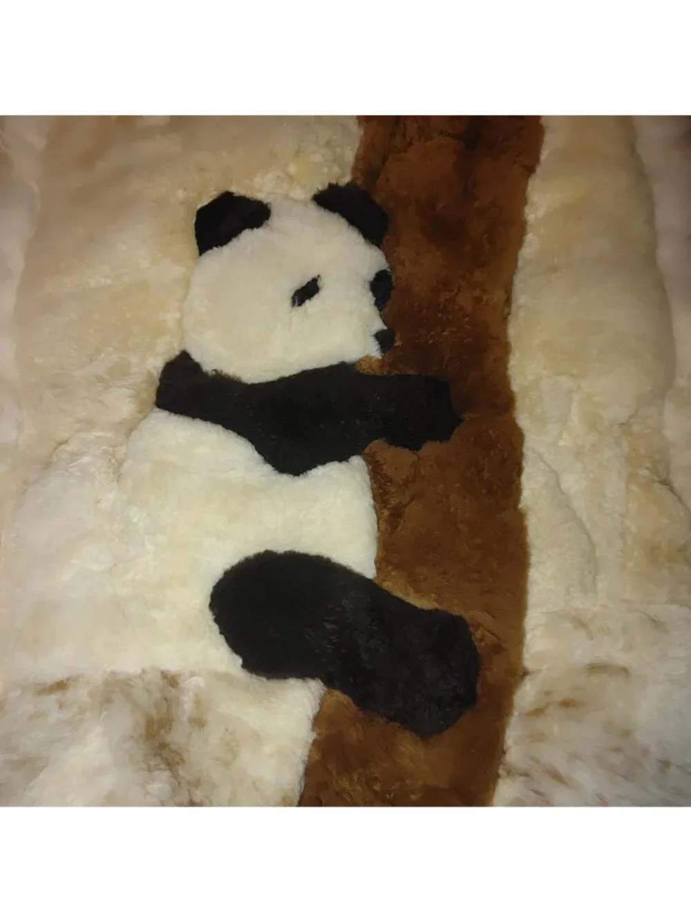 Panda Rug Vintage Alpaca Fur Pillow Case Wall Hanging Handmade Peru Soft Plush
